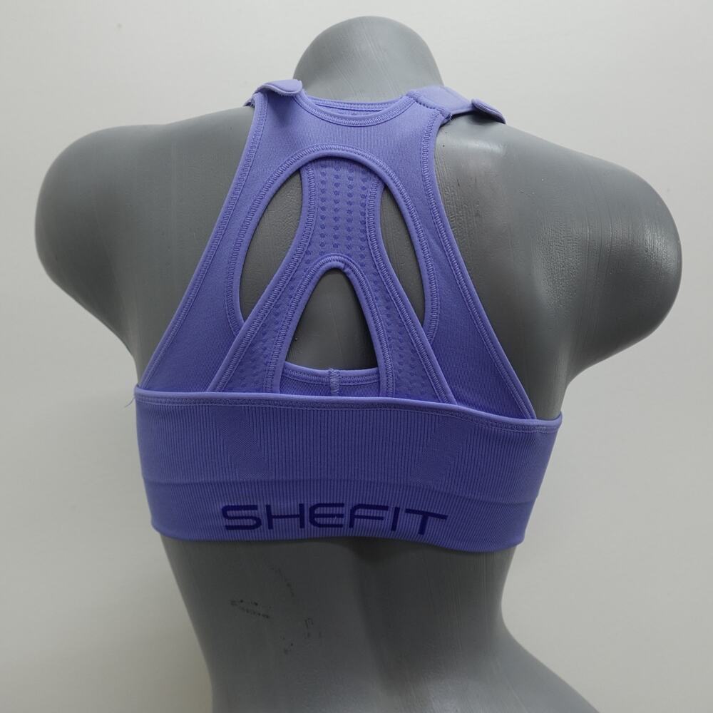 NWT SHEFIT 3Luxe Adjustable Sports Bra, Zip Front Low Impact Wirefree Periwinkle - Picture 3 of 12